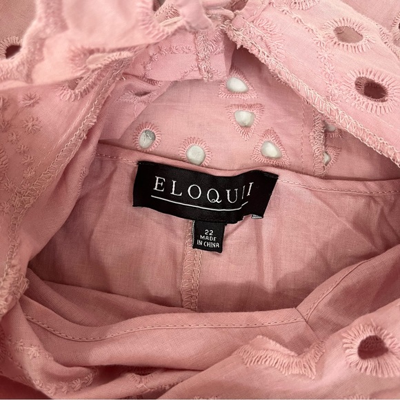 Eloquii Eyelet easy dress mauve dusty long sleeve flounce hem pink plus size 22 - Picture 9 of 10